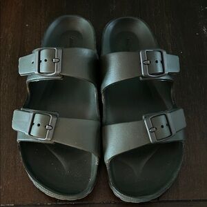 Green Double Strap Sandals